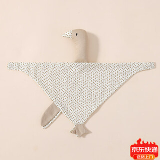 Jingmengyuan crumpled cloth soothing napkin baby can chew the doll sleep baby put to sleep pure cotton gauze little swan hand puppet light khaki star (goose) 1 pack