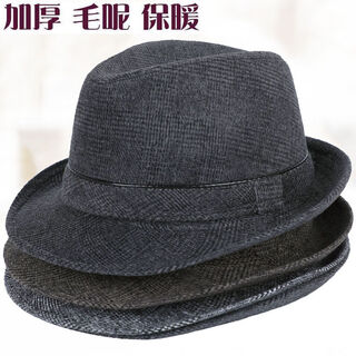 Qisman autumn and winter men's hat british retro jazz hat outdoor dad warm middle-aged and elderly spring and autumn hat men fine wool dark gray 56cm