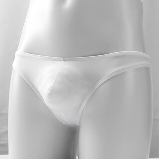 Japan jp new men's thong underwear ice silk transparent low-waist sports thong underwear u convex t-shaped underwear breathable low-waist white m -45-50kg