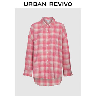 Ur2025 new winter women's fashion trendy contrasting plaid raw edge cardigan shirt uyv250066