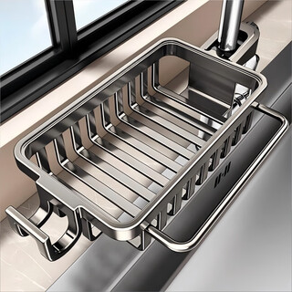 Centenary zhenghe kitchen faucet rack washing dishes sink rack drain basket sponge brush steel ball rag storage rack single side gun gray