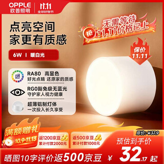 Opple high color rendering aluminum led downlight ra80 ceiling light living room ceiling light downlight platinum diamond iv surface mounted no-punch downlight 6w-4000k-e3-white