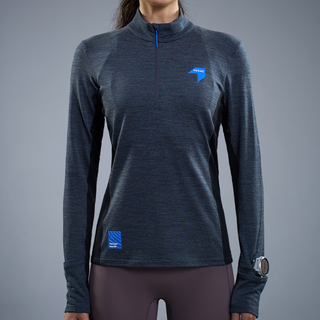 Nedao inner channel new product merino wool half-zip long-sleeved antibacterial and warm men's and women's running sports t-shirt autumn and winter tops hemp gray (same style for men and women) m