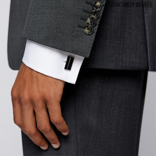Boss holiday gift men's business light luxury premium gift shirt striped logo cufflinks black 2 pieces