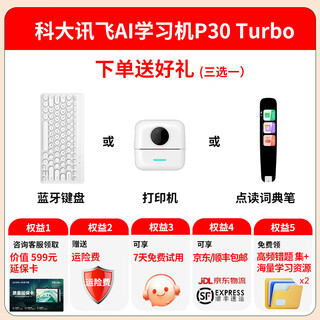 科大讯飞人工智能学习机P30Turbo 小学初中高中AI精准答疑辅导学生平板学练机护眼家教机点读早教机 【勿拍】送：鼠键套装