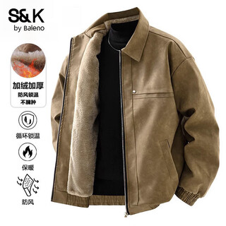 Baleno s&k series leather jacket for men in autumn and winter, thickened velvet, warm windproof lapel, loose jacket, coat top, 2472 brown regular l recommended 125jin jin equals 0.5kg -145jin jin equals 0.5kg