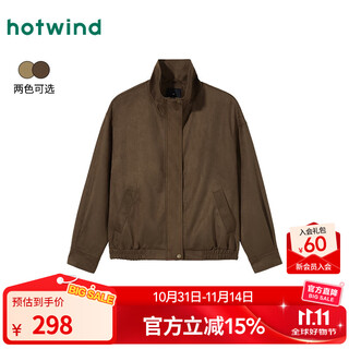 Hot wind women's jacket tops 2025 autumn new faux suede jacket retro stand collar jacket 15 dark brown s