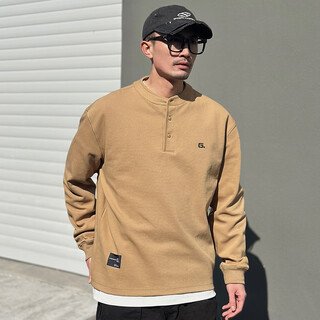 Kuraishi kazuki trendy brand henry collar sweatshirt men's 2025 autumn and winter new loose casual sports bottoming shirt men's long-sleeved top yellow plus velvet xl