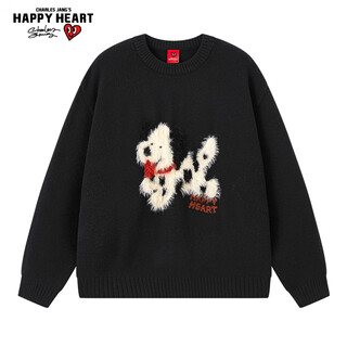 Charles lovely cute furry puppy autumn and winter sweater for men and women same style couple casual versatile sweater black l