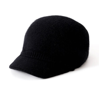 Autumn and winter new pure cashmere duck bill hat for women, fashionable and versatile, cold-proof and warm knitted wool baseball cap, black