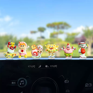 Yusenyi car ornaments cute cartoon spongebob squarepants center console screen rearview mirror car ornaments spongebob squarepants set of 6 with traceless stickers
