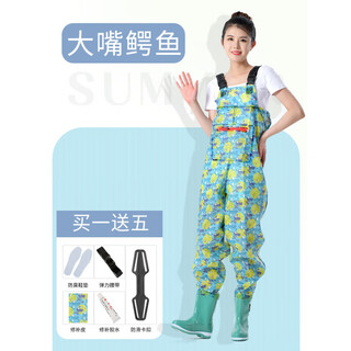 Chuangjingyi chooses waders, women's waders, half-body one-piece fishing, beach rain boots, big children's waterproof rain pants, children's sea wading, large mouth crocodile overalls (big pockets) 3d slim fit 36 shoe size