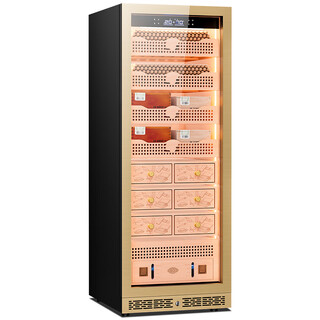 Kelong 608c cigar cabinet, constant temperature and humidity, water ion ammonia removal, smart wifi, iot control, air-cooled cedar wood liner shelf, alcohol feeding, water circulation compressor, refrigeration cigar cabinet, rose gold 3-wake cigar box culture + cedar wood liner shelf + purified ammonia + wifi