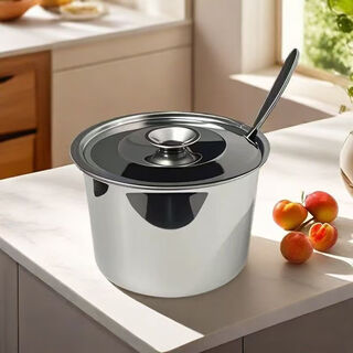 Kamanpai raised stainless steel basin with lid, commercial stall, sauce basin, stainless steel cold mix, household stainless steel sauce basin, stainless steel, non-magnetic stainless steel, white steel, separate lid opening 14cm