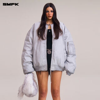 Smfk annihilation storm retro giant bomber jacket cgv11b loose and versatile warm cotton jacket annihilation white cgv11w m