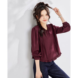 Terre bleue 25 autumn new shirt korean style simple solid color versatile women's round neck long sleeve loose shirt shirt