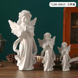 Pupan european retro desktop little angel girl ornaments plaster sculpture statue church wedding photo wedding road angel girl white three-piece combination