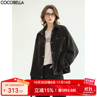 Cocobella loose corduroy shirt autumn and winter warm commuting casual lapel jacket sr3078-2 ebony brown m