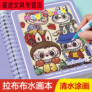 语森忆水画本labubu水画本儿童反复涂鸦书涂色绘画幼儿园玩具 拉布布水画本派对+沙滩2本+2支水画笔 拉布布水画本【沙滩1本】+1支水画笔
