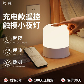 Fanyao bedside night light baby breastfeeding soft light night light bedroom pat light eye protection newborn breastfeeding night light plug-in touch model three color temperatures + free usb cable