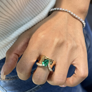 Royalpick customized emerald ring men's ring women's ring 18k gold unisex personality wide ring index finger middle finger gift for husband