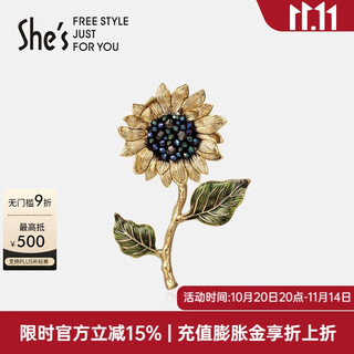 She s akiko van gogh sunflower original handmade beaded crystal brooch high-end exquisite corsage pin birthday gift for women golden sunflower d0