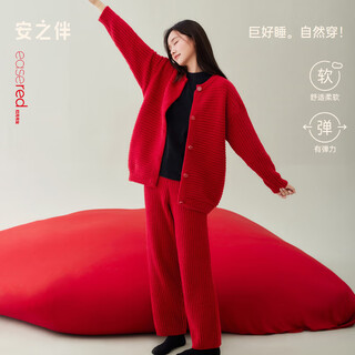 Anzhiban super warm half velvet couple pajamas autumn and winter thickened coral velvet winter home clothing for men and women burgundy female m