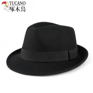 Woodpecker old man hat spring and autumn top hat old man hat grandpa gentleman hat middle-aged men's hat dad style shanghai beach hat black one size (about 58cm)