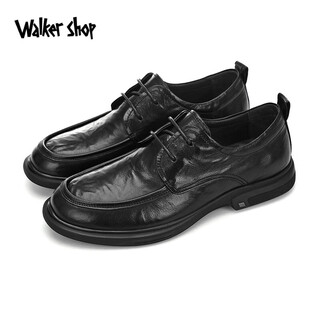 Walker shop commuting men's casual leather shoes first layer cowhide 2025 new breathable and comfortable soft sole business leather shoes for men black lace up 40