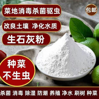 Quick lime powder 50 jin jin is equal to 0.5 kg. drying, sterilization, dehumidification, moisture proof, mildew proof, water absorption, vegetable planting, insecticide removal, odor removal, tree brushing. quick lime powder 20 jin jin is equal to 0.5 kg.