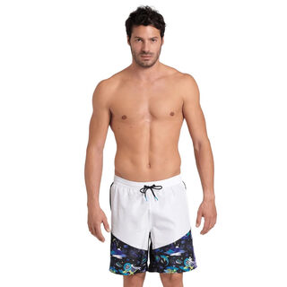 Arena men's beach shorts quick-drying printed 47cm casual sports swimming shorts white-black-multicolor s