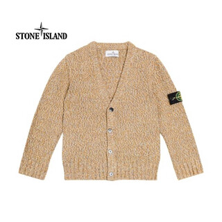 Stone island luxury goods boys wool blended knitted cardigan children's clothing beige 20 | 6 y