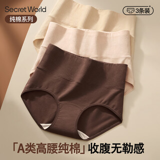 Secretworld high waist underwear women's 100 pure cotton 10a antibacterial cotton extended crotch women's belly controlling nude triangular shorts autumn and winter