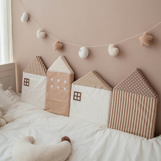 Other/other bedside crib pure cotton small house anti-collision soft bag children's baby splicing bed removable and washable guardrail pillow fence coffee color series_(a set of 4 small houses) other