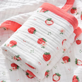 Pick-up cat baby bath towel six-layer gauze soft and breathable children's blanket newborn baby bath blanket towel quilt wide-brim strawberry bear 110cm110cm