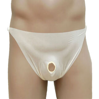 Ye zimei men's transparent latex underwear sexy hollow yiyang pants men's double side buckle cool safety pants thong flesh color 4069 one size