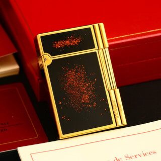 S.t.dupont second-hand 95 new inflatable lighter gold black chinese paint gold sand gatsby gatsby men's accessories luxury gift collection