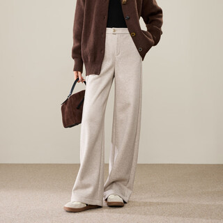 Ese-y acetate wool straight pants women's 2025 winter high waist velvet wide leg casual pants oatmeal velvet 28