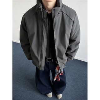 Lifeng american three-proof stand-up collar flight jacket cotton jacket men's winter thickened down jacket cleanfit short cotton jacket gray upgraded style (cotton jacket) l (suitable) 115-130jin jin equals 0.5 kg