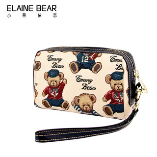 Bear attachment women's bag fashionable woven canvas hand bag long casual portable mobile phone coin purse bag