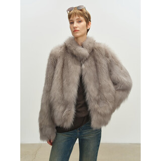 Msbeast miss beast's highly wearable stand-up collar and front-shoulder fashionable two-color white fox fur coat丨seoul moonlight moonlight light gold-two-color blooming. s