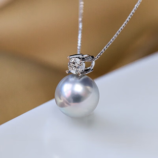 Princess weiyang's zhen duoma pearl pendant natural freshwater akoya japanese pearl necklace plated 18k pendant for women 18k gold mo hua* diamond without chain 9-9.5mm