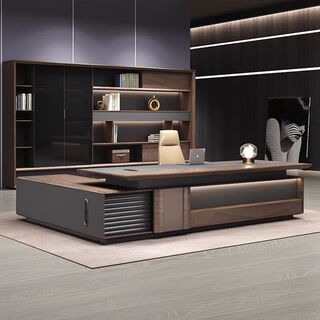 Desk boss desk new chinese style president general manager desk and chair combination simple modern chairman executive desk 2.0 meter boss desk (including password lock)