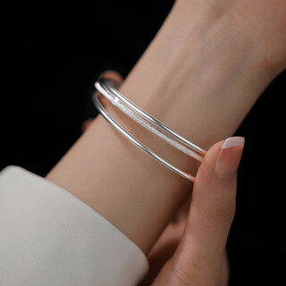 Xiangnan 999 sterling silver glossy ring bracelet light luxury high-end bracelet female niche design pure silver bracelet best friend jewelry 999 silver glossy bracelet