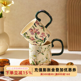 Sherry french retro ceramic couple mug niche coffee cup water cup girl high-looking office drinking cup iris 400ml exquisite color box | can enter four machines