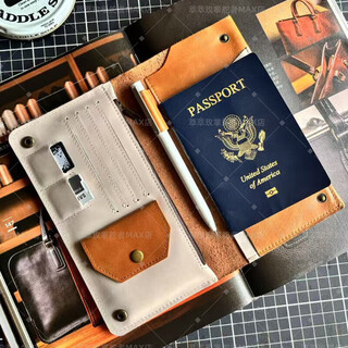 护照钱包一体出国旅行户外休闲复古款礼简约护照包 外棕黄内配米白
