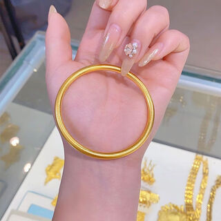 Jinxu's simple style thick gold-covered bracelet, plain ring, solid heritage bracelet, gold-covered silver mesh bracelet for my wife, 54 rings