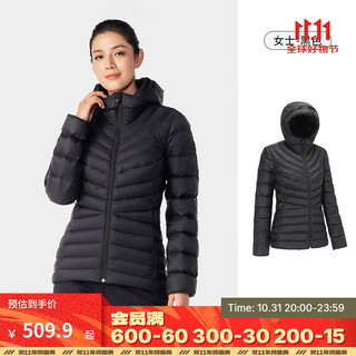 Decathlon men's and women's down jackets with thickened inner liner, hooded and warm, regular jackets, bread jackets, light down jackets, women's models - classic black l