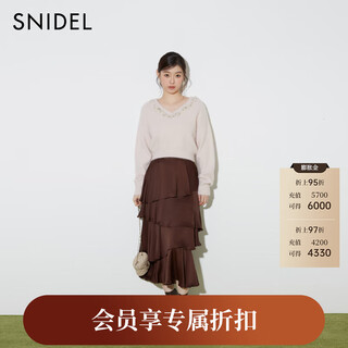 Snidel2025 new autumn and winter two-wear front and rear imitation pearl rhinestone v-neck sweater top swnt254310 pink one size (f)