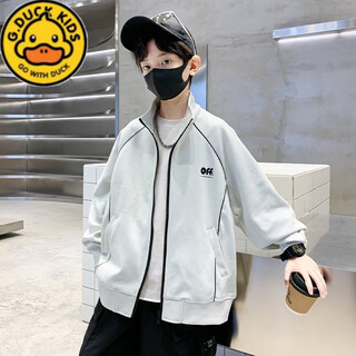 G.duckkids boys spring style lazy jacket 2025 new medium and large boys children's sports sweatshirt jacket street beige 150 cm